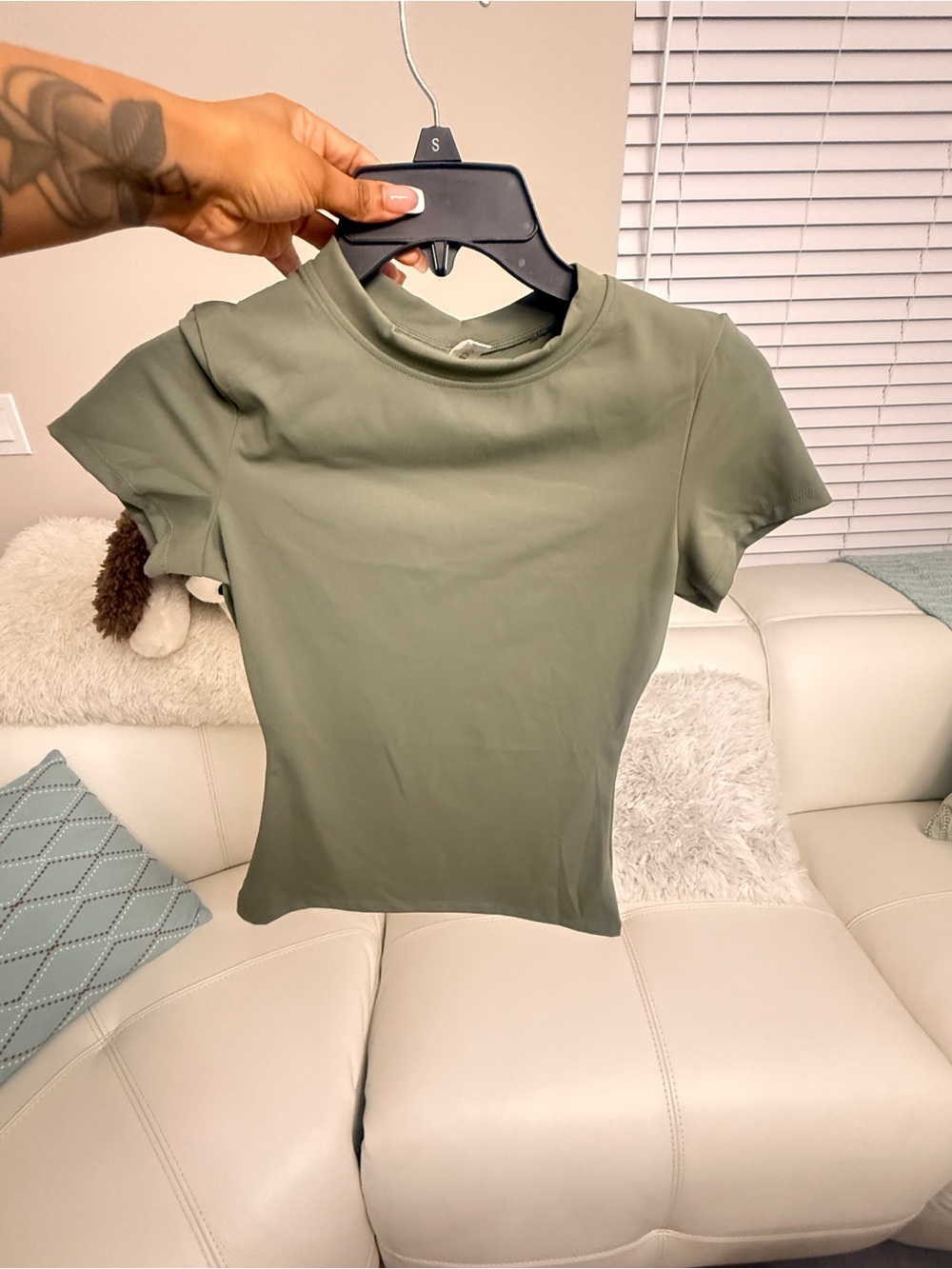 Express Olive Green Short Sleeve Crew Tee